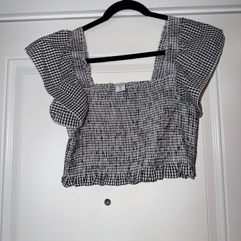 Sincerely Jules Navy & White Striped Ribbed Short Sleeve Top - Size L
